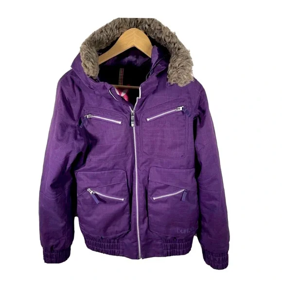 Burton Dryride Lush Purple Snow and Ski Jacket Coat with removal fur on hood Med - Picture 1 of 8